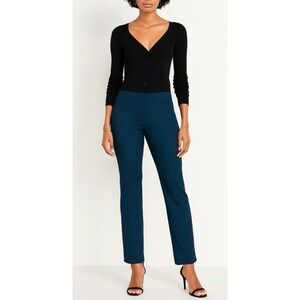 Chico's SZ 0.5 (6) So Slimming Brigitte Slim Ankle Pants Deepest Teal Rivet Hem